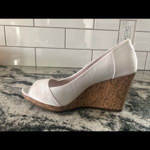 White TOMS wedge heels